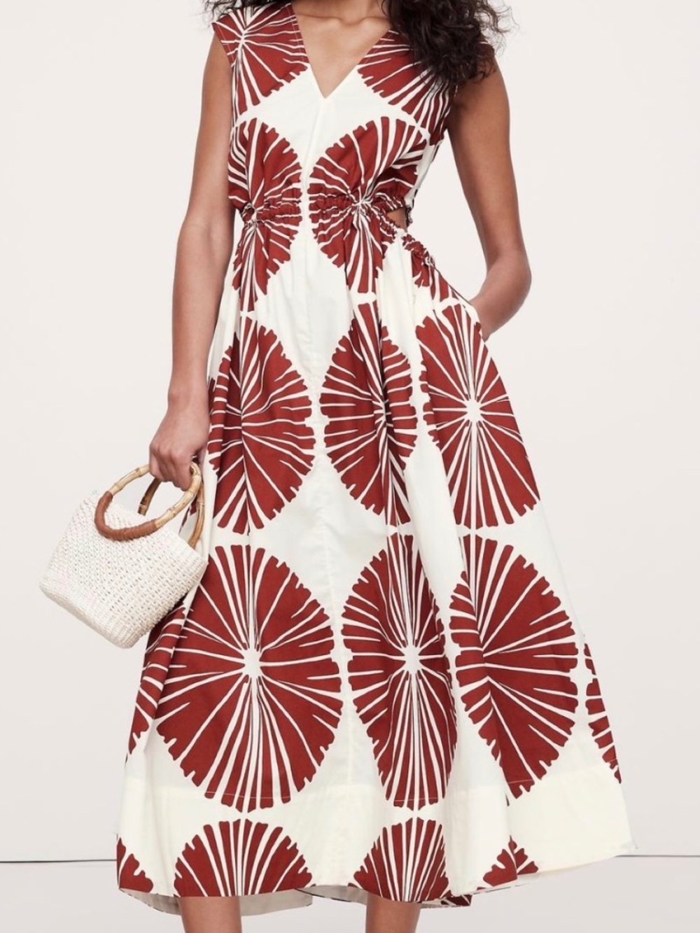 Banana Republic Brown and White print dress size L